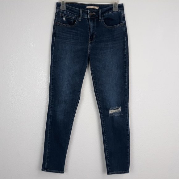 Levi's 721 Women's Jeans Size 27 High-Rise Skinny Distressed Medium Wash Blue - Picture 1 of 16